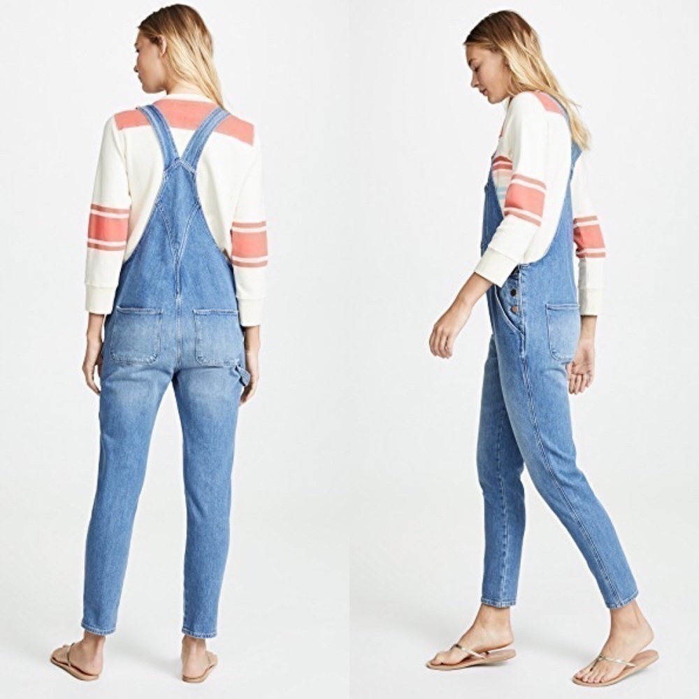 Frame Denim Blue Crop Boyfriend Overalls XS - Picture 2 of 9